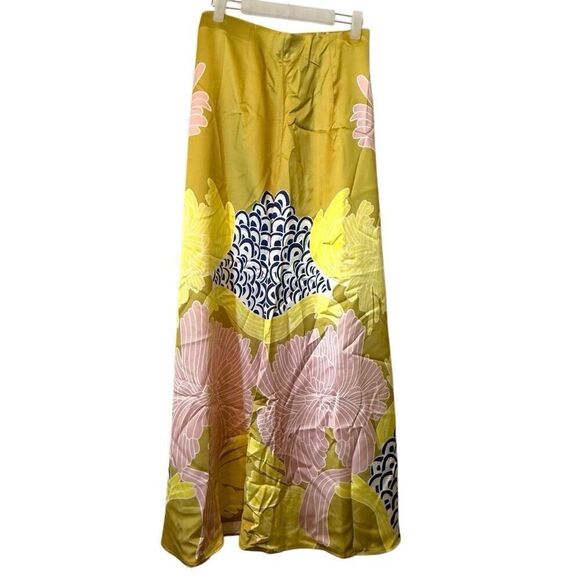 NWT Japanese Asian Flower Loose High Waisted Yellow  2-Piece Set Top Skirt Size - Picture 5 of 7